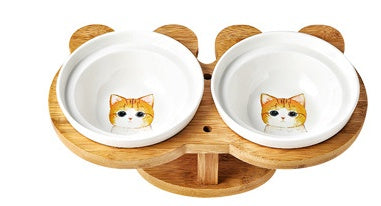 Dual Stand Ceramic Cat Bowls