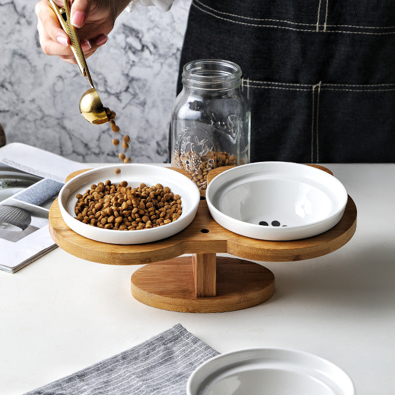 Dual Stand Ceramic Cat Bowls