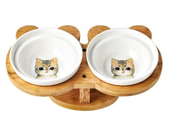 Dual Stand Ceramic Cat Bowls