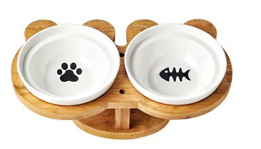 Dual Stand Ceramic Cat Bowls